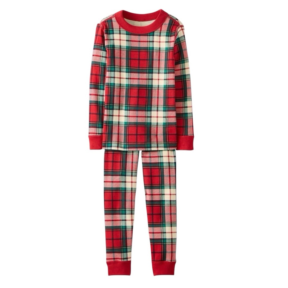 NWT Hanna Andersson HannaJams Red Holiday Long John Pajama Set Girls 6/7